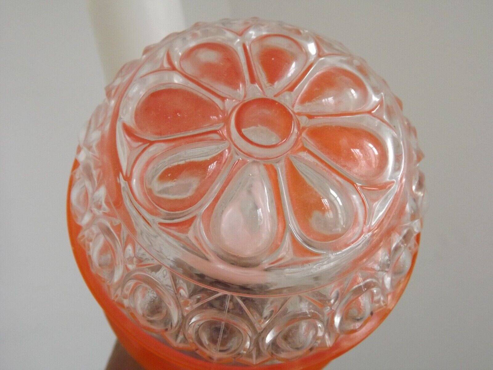 French vintage pendant light clear decorative glass shade with orange band 4449