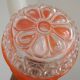 French vintage pendant light clear decorative glass shade with orange band 4449