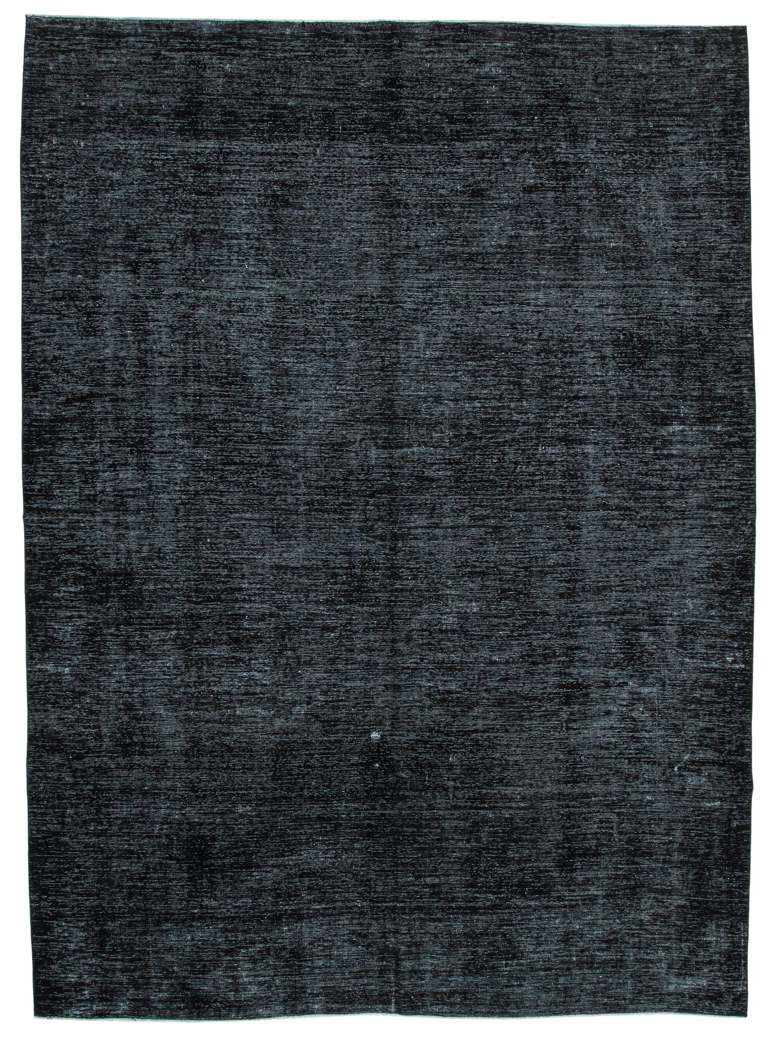 Handwoven oriental overdyed 287 cm x 393 cm black wool rug