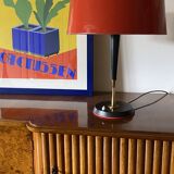 Oscar Torlasco, Mid-Century red table lamp, Lumi, Italy 1954