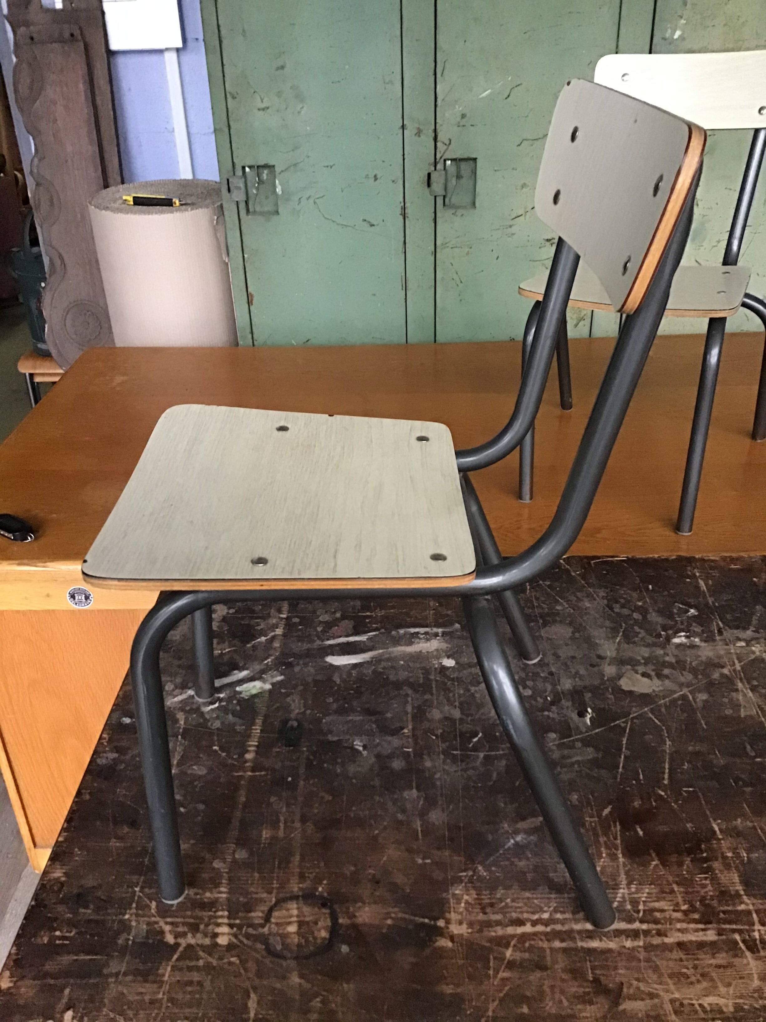 Pair of small kindergarten chairs formica vintage 1960S