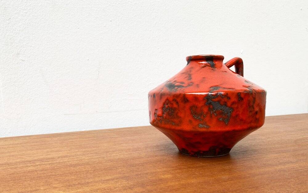 Vase Ufo en poterie Fat Lava brutaliste allemande du milieu du siècle, années 1960