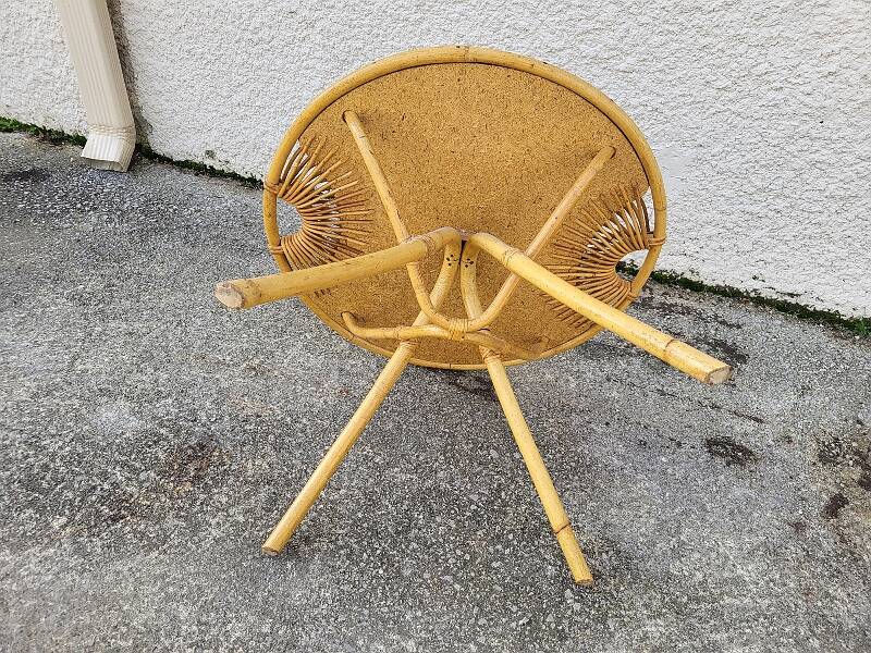 Round rattan coffee table 1960