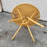 Round rattan coffee table 1960