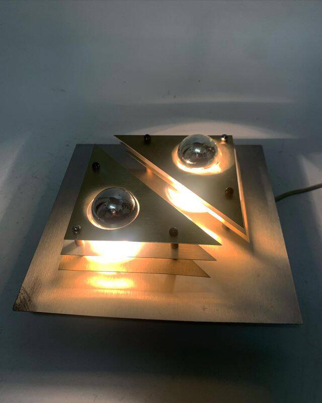 Vintage Wall Light • Steel Brass and Aluminum • 1970