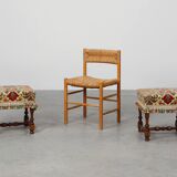 Early 20th Century Wood & Fabric footstool, France