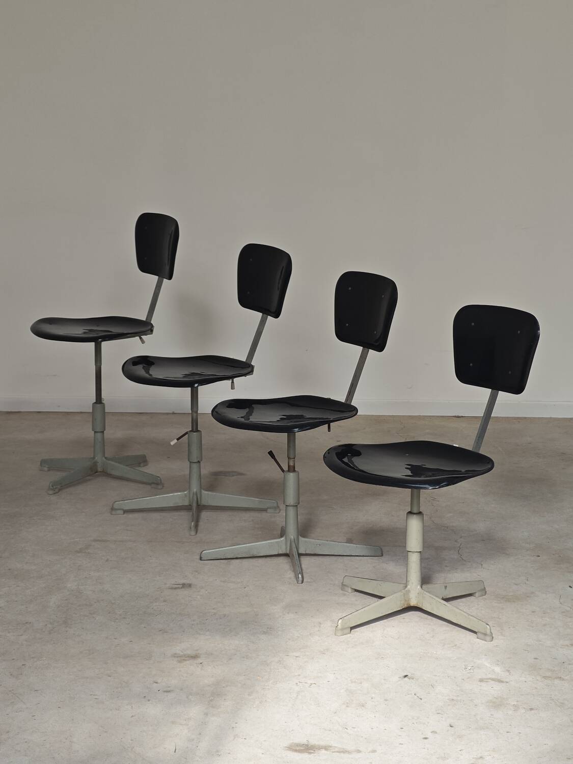 Adjustable industrial chair metal Czechoslovakia 1960