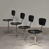 Adjustable industrial chair metal Czechoslovakia 1960