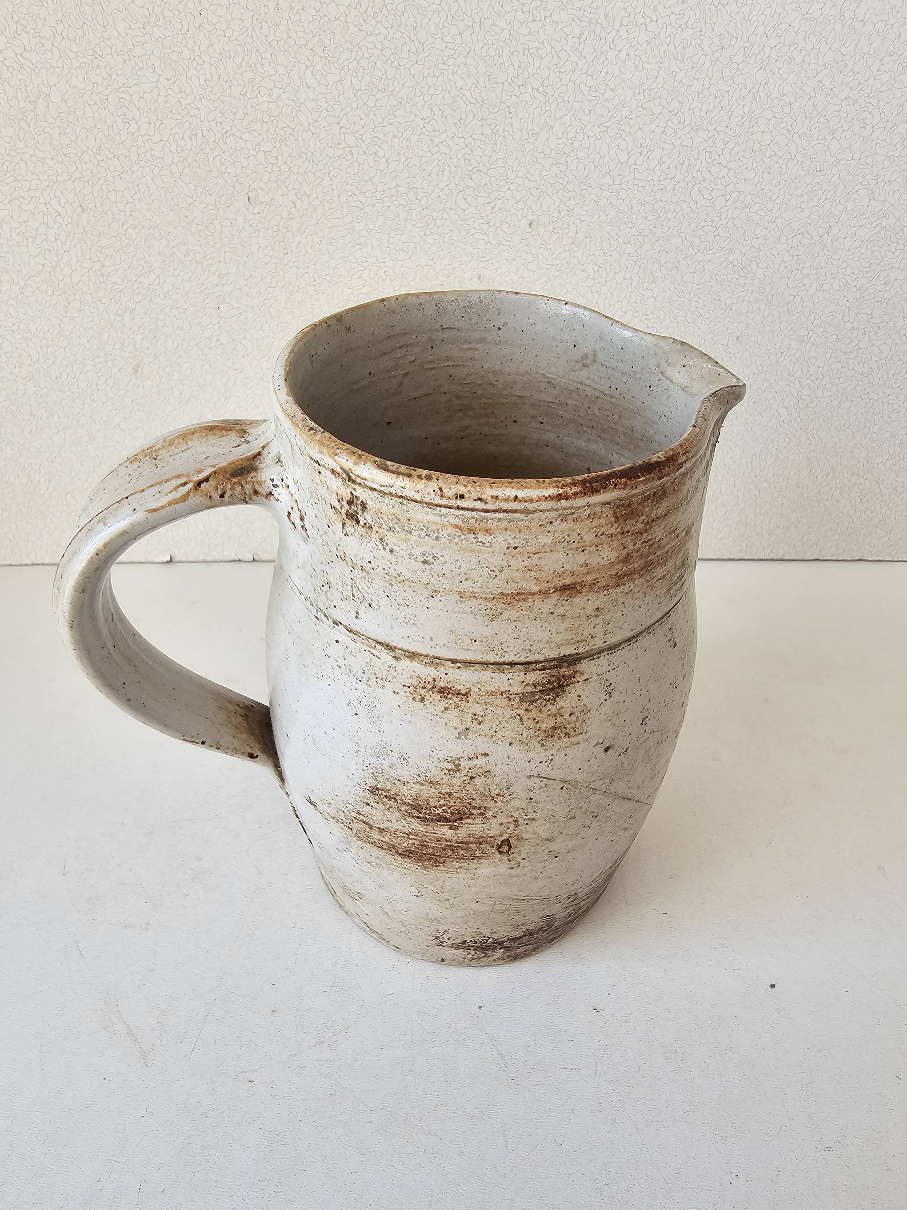 Ceramic pitcher signed Albert Breton Vezelay
