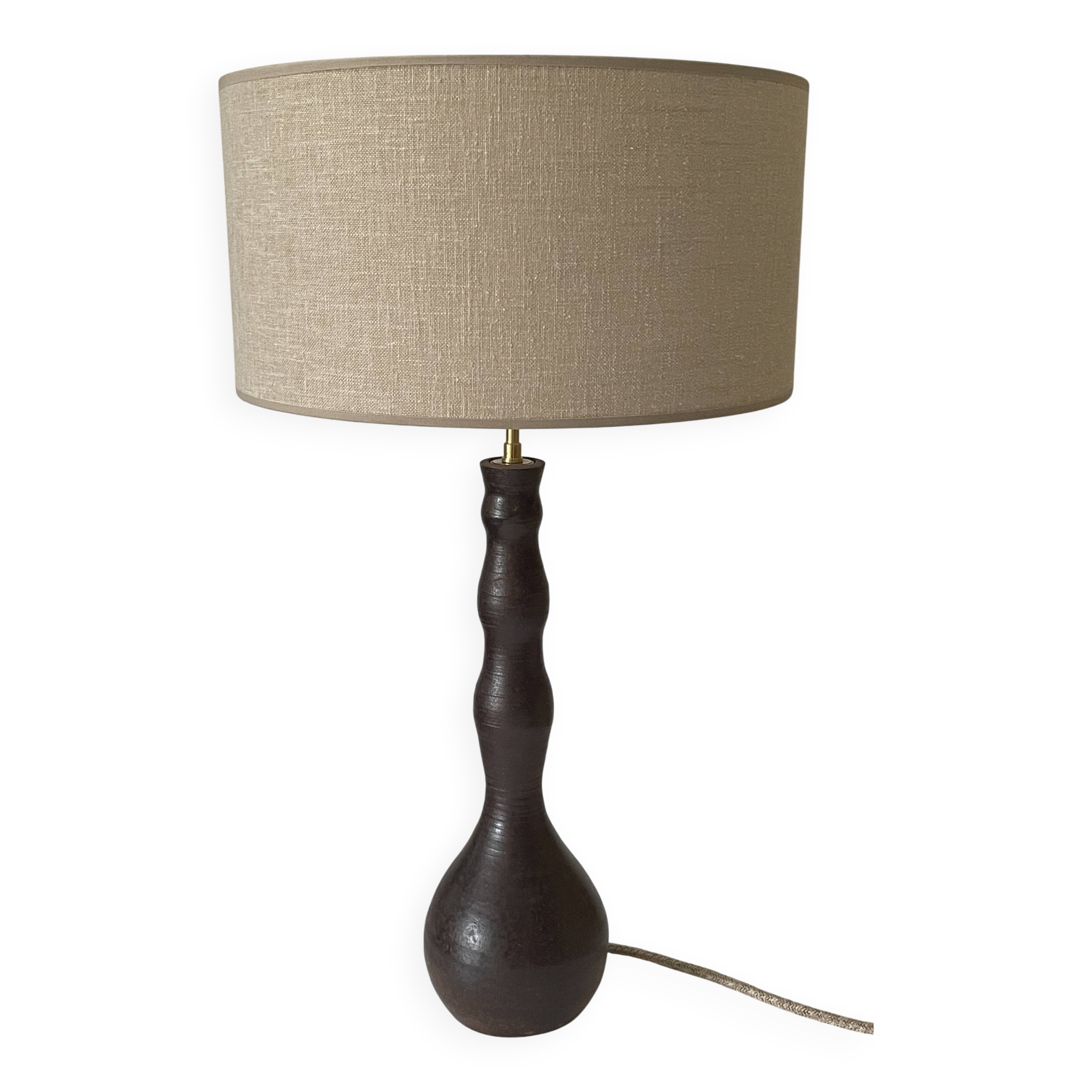 Large handmade stoneware lamp, 1960s-70s