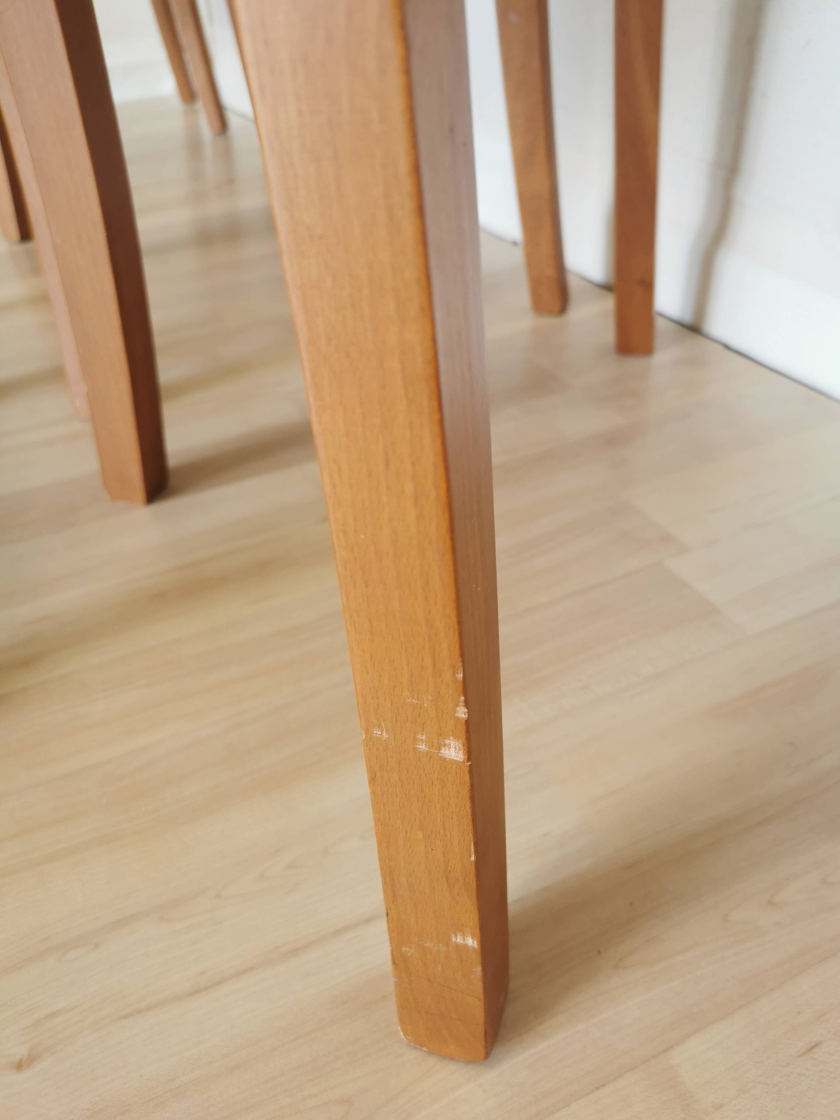 Set of 7 Vintage Calligaris Dining Chair: 1990s Italian Wooden Artek Style