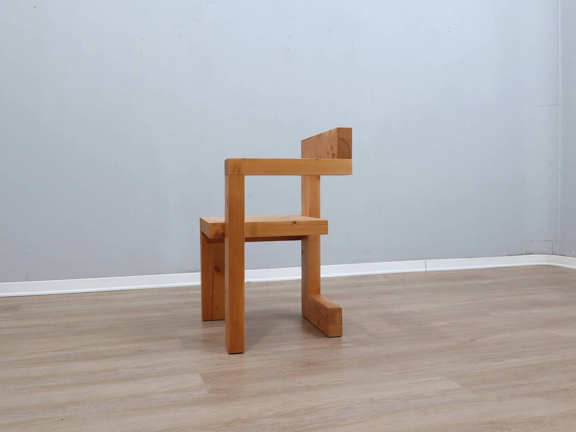 1980s Steltman Chair larch wood by Gerrit Rietveld
