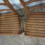 4 original solid oak bistro chairs with openwork seat