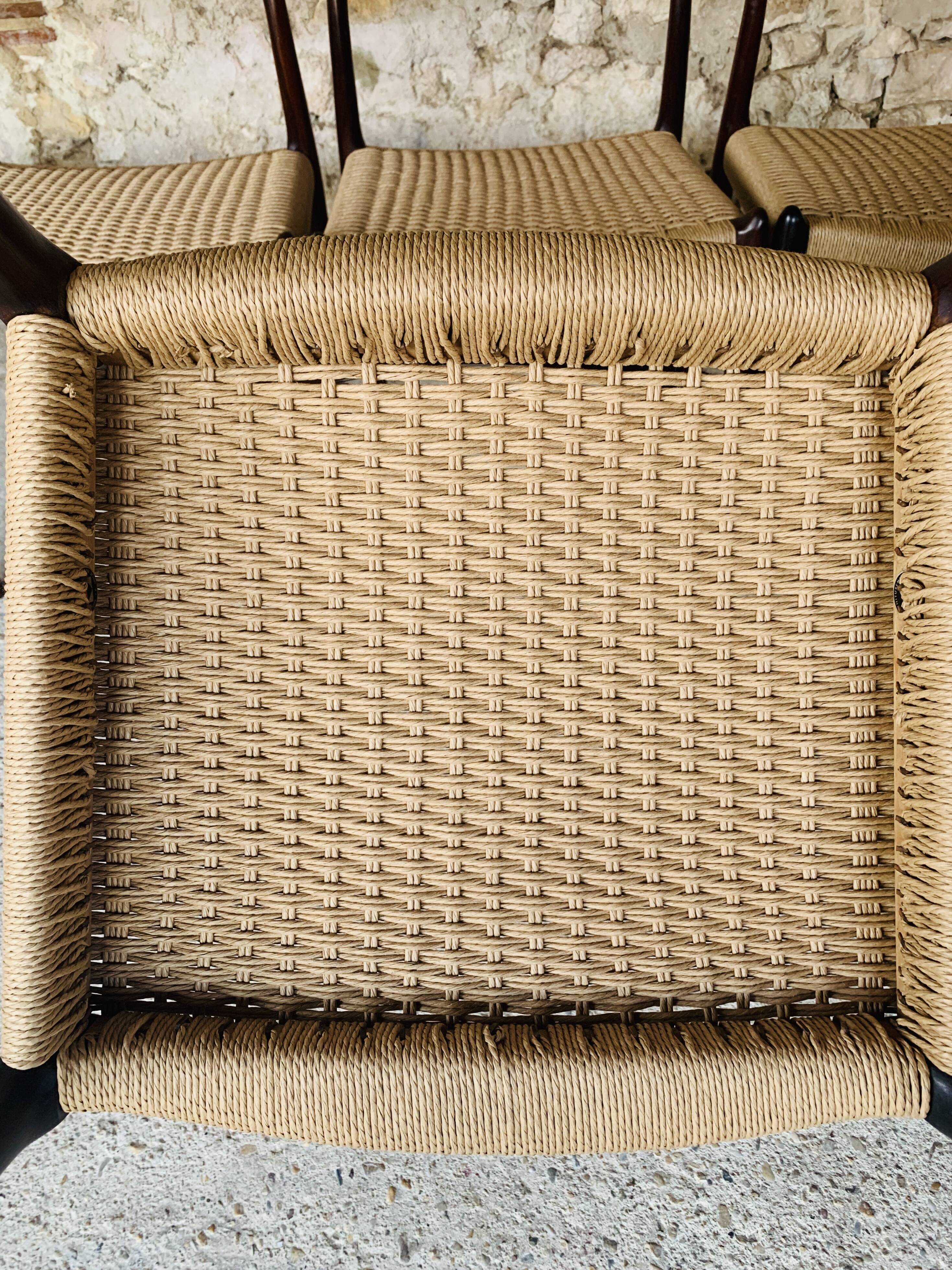 First edition rosewood model 78 dining chairs by Niels Moller, 1962-1970, Set of 6.