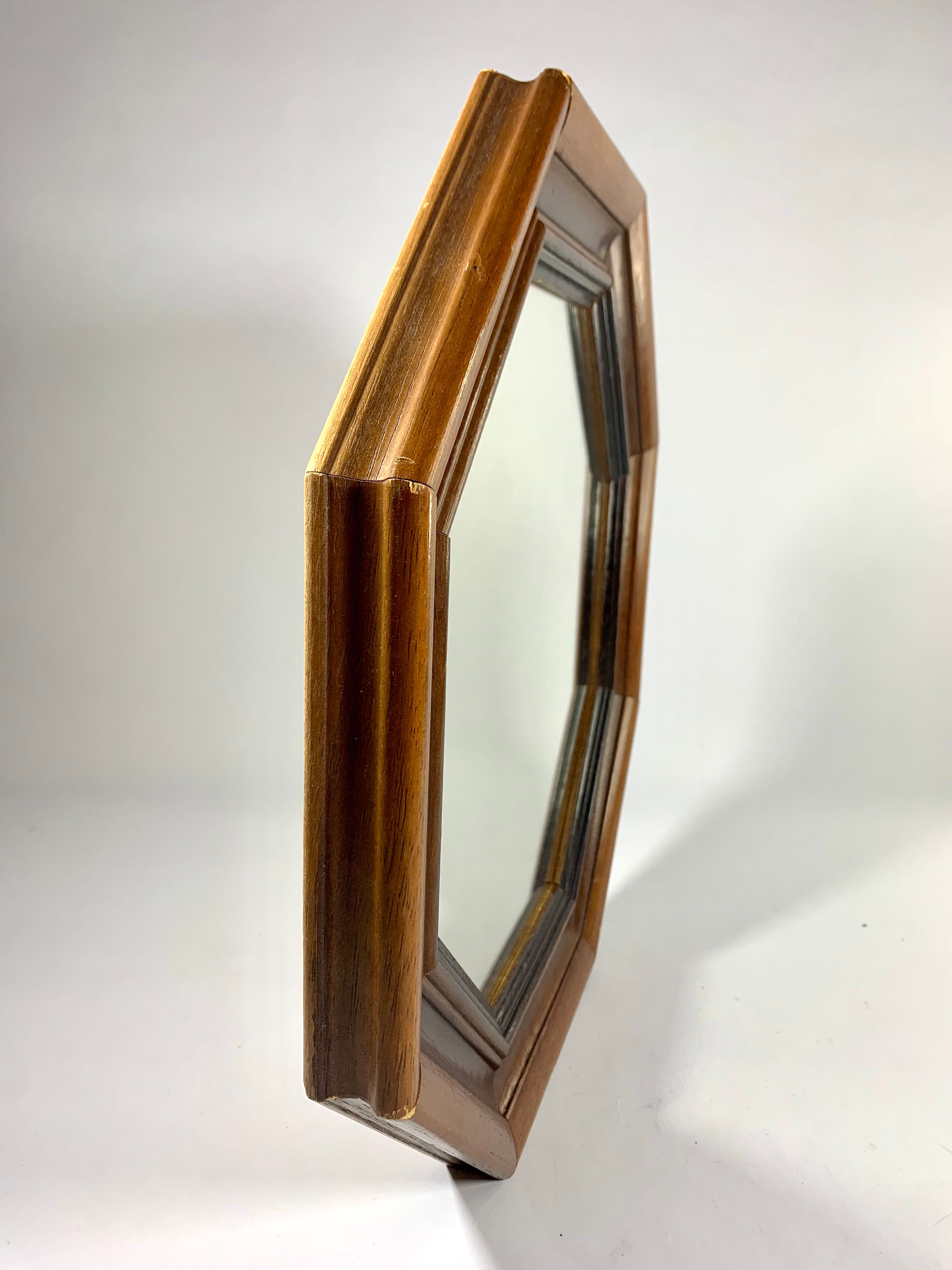 Octagonal mirror in molded wood - French popular work of the twentieth century