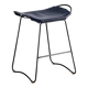 Tabouret de cuisine contemporain Organic Acier noir et cuir bleu marine