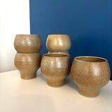 Service de 6 tasses grés  émaillée beige  vintage vintage tasse à expresso grés pyrite vintage