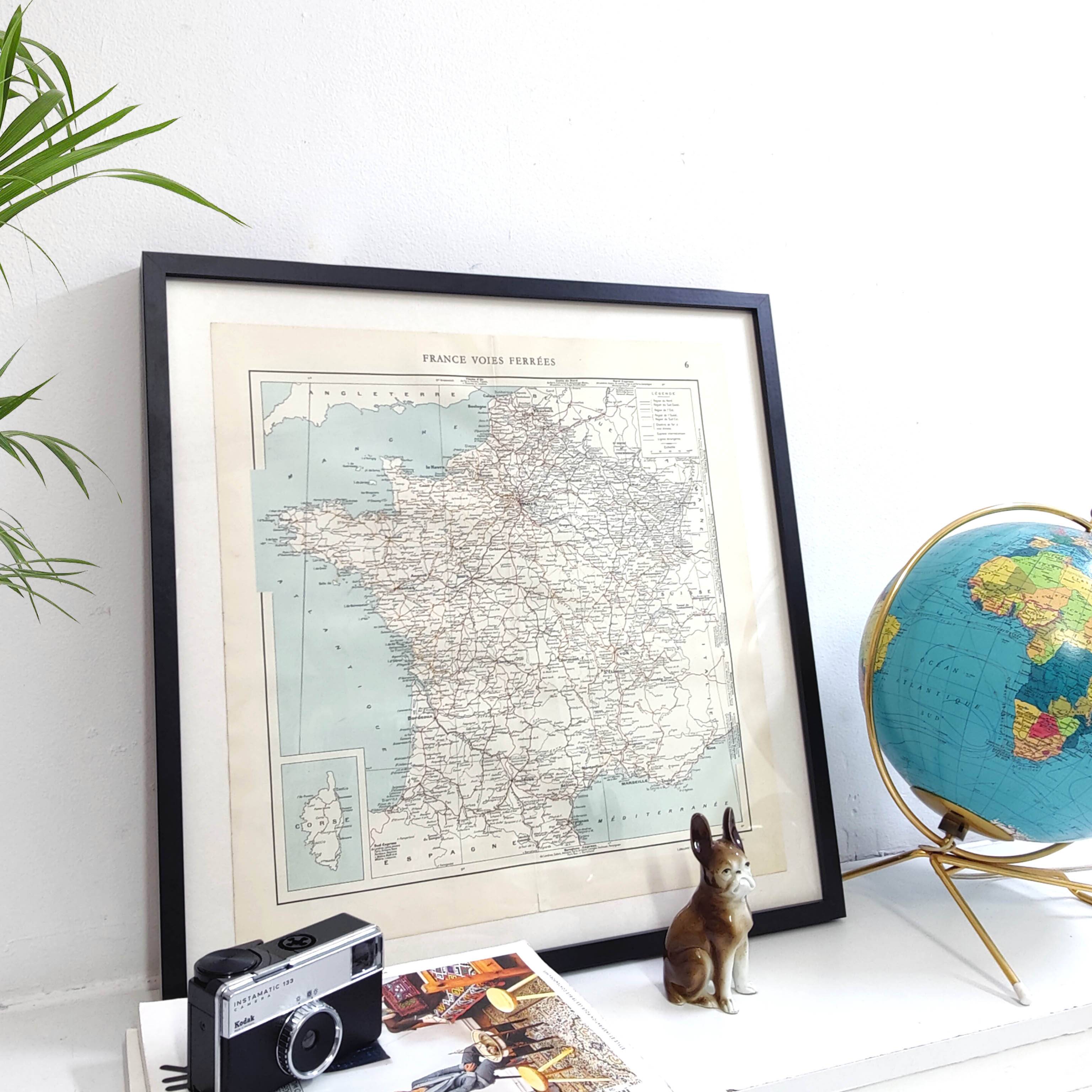 Old map of France in 1950 43x43cm