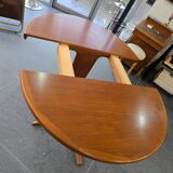 Extendable teak round table – vintage Scandinavian design – Ø120 cm + 2 extensions