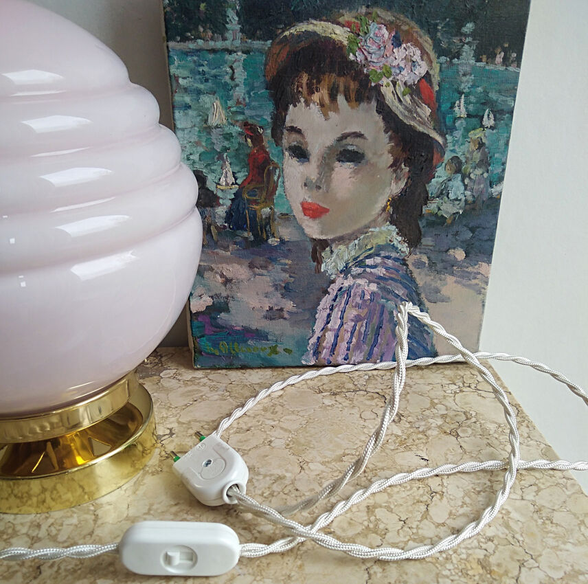 Pink opaline globe lamp