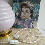 Pink opaline globe lamp
