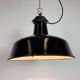 Industrial Black Enamel Factory Lamp with Cast Iron Top, 1950s