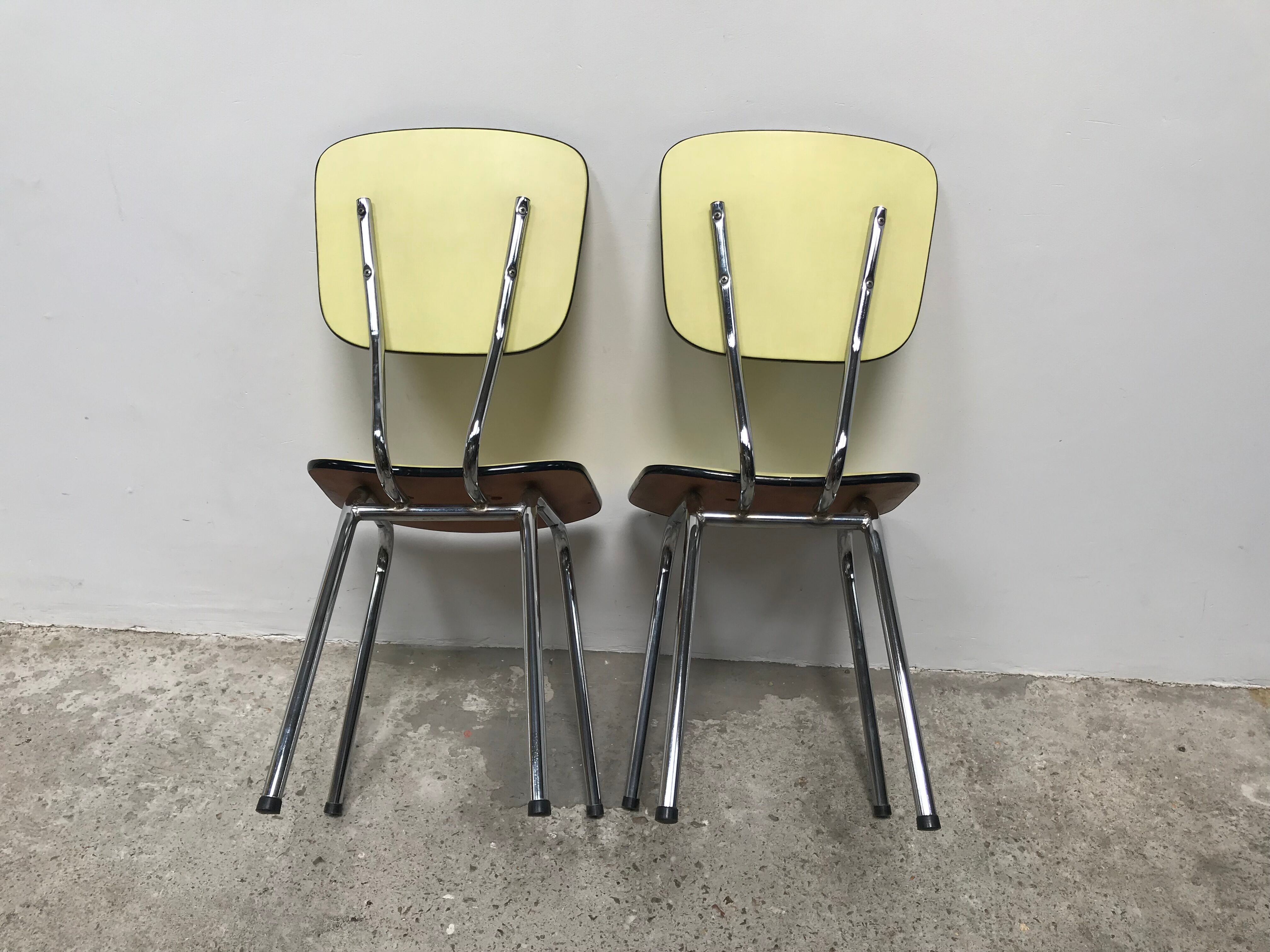 Pair of Formica textile chairs