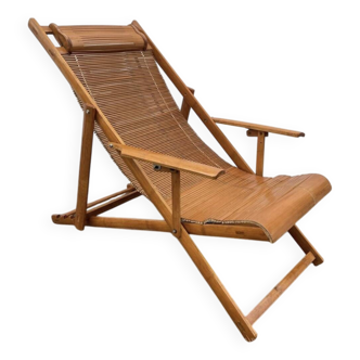 Folding bamboo lounge chair from the early 20th century