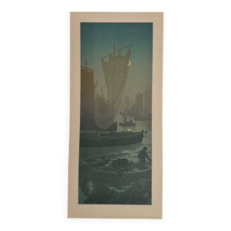 Lithograph by Henri Rivière The First Quarter