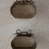 2 silver metal towel rings