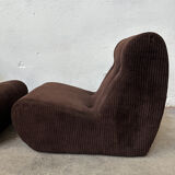 Pair of brown corduroy armchairs