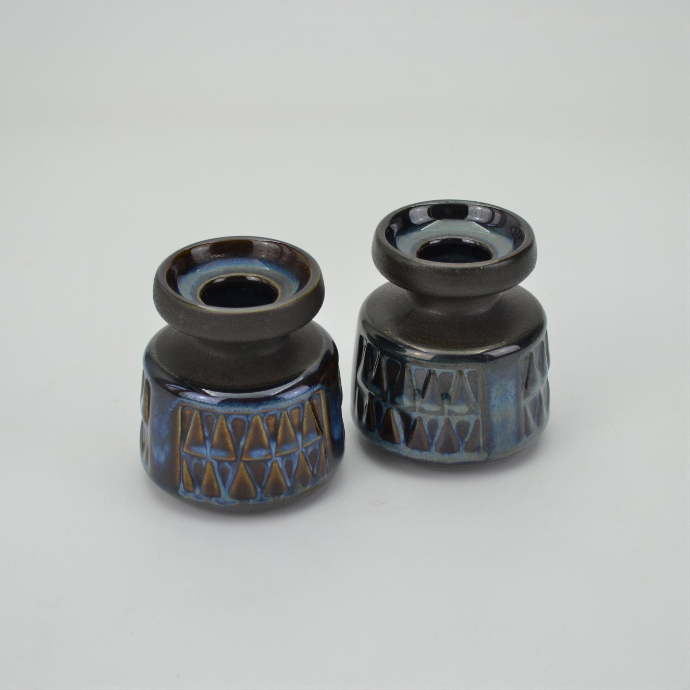 Pair of granite series sandstone candle holders by Maria Philippi for Søholm Stentøj