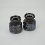 Pair of granite series sandstone candle holders by Maria Philippi for Søholm Stentøj