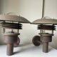 Pair of classic danish vintage MCM outdoor wall lamp in copper