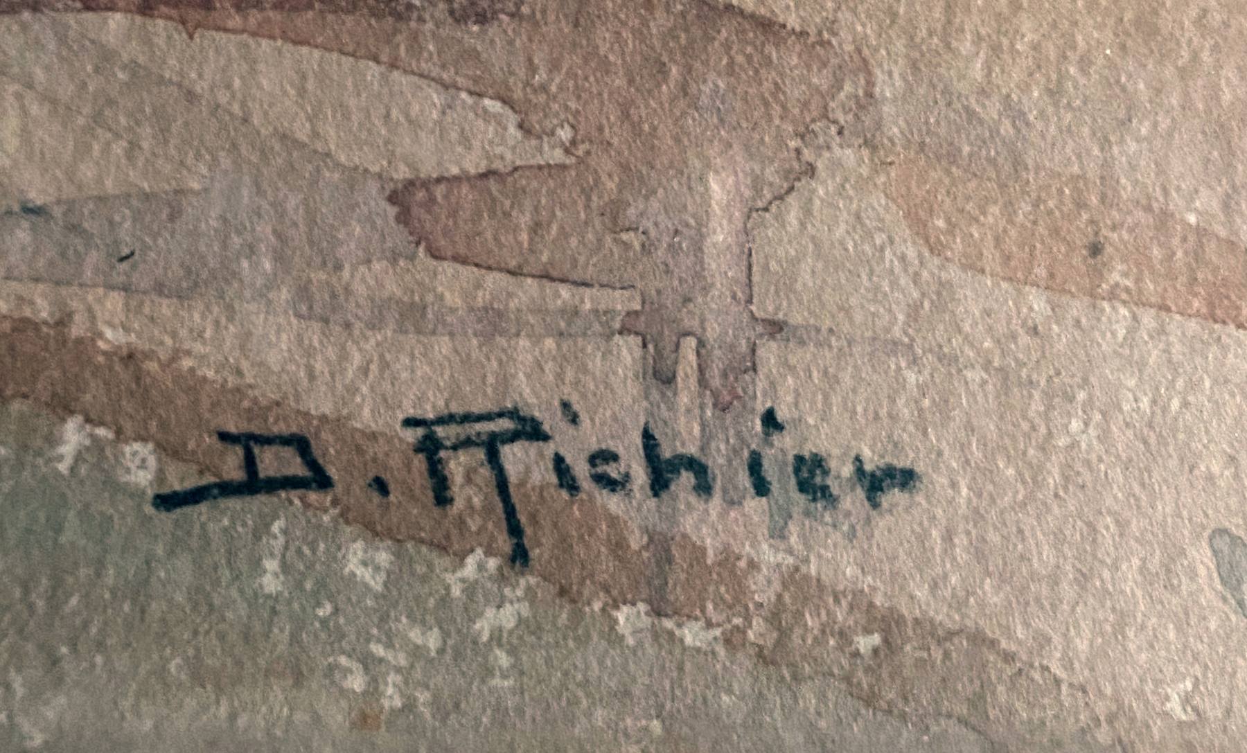 Watercolor painting "Ruelle de la Medina" Orientalist Morocco by Denise Richier