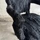 Set of 2 Black Feather-Textured Upholstered Theatrical Armchairs — Wood Frame, Dramatic Baroque Revival Style