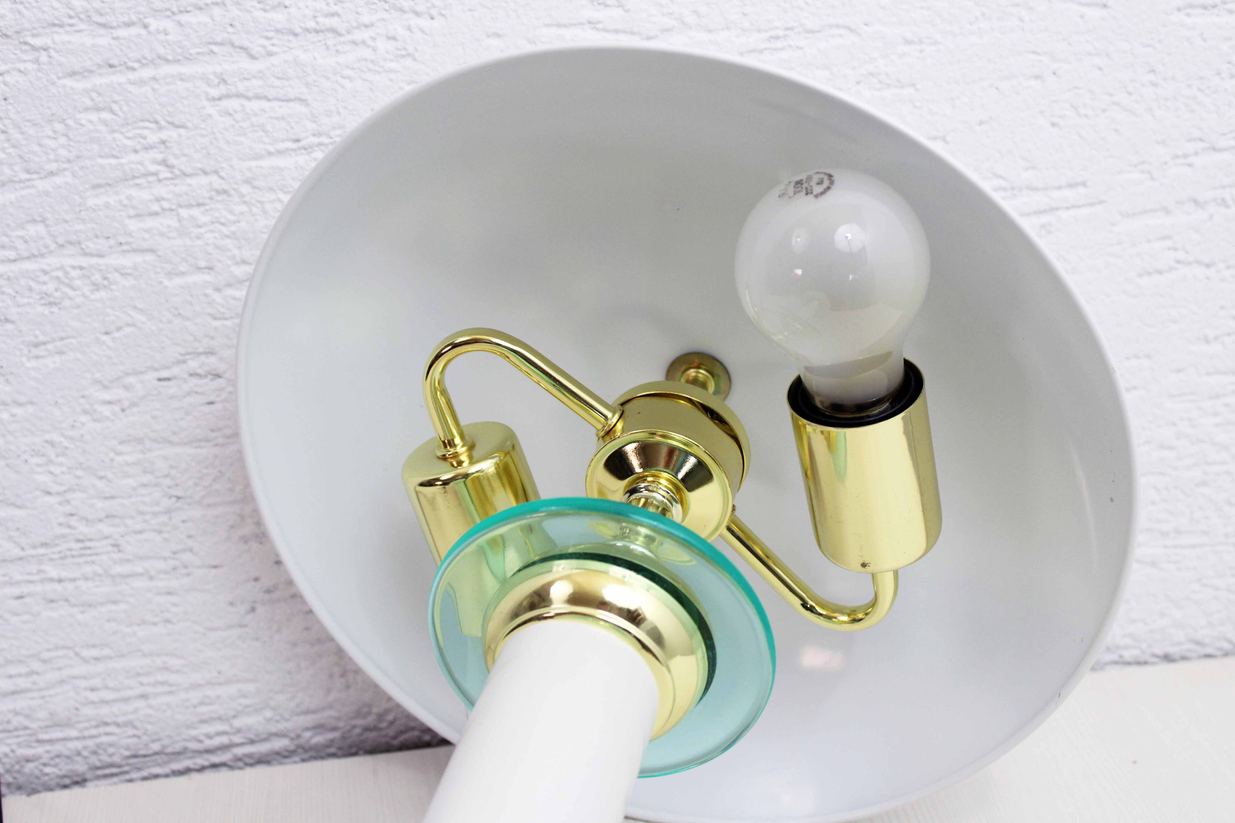 Lampe champignon en métal laqué blanc