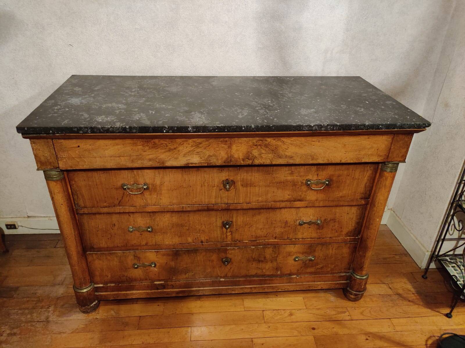 Marble top chest of drawers