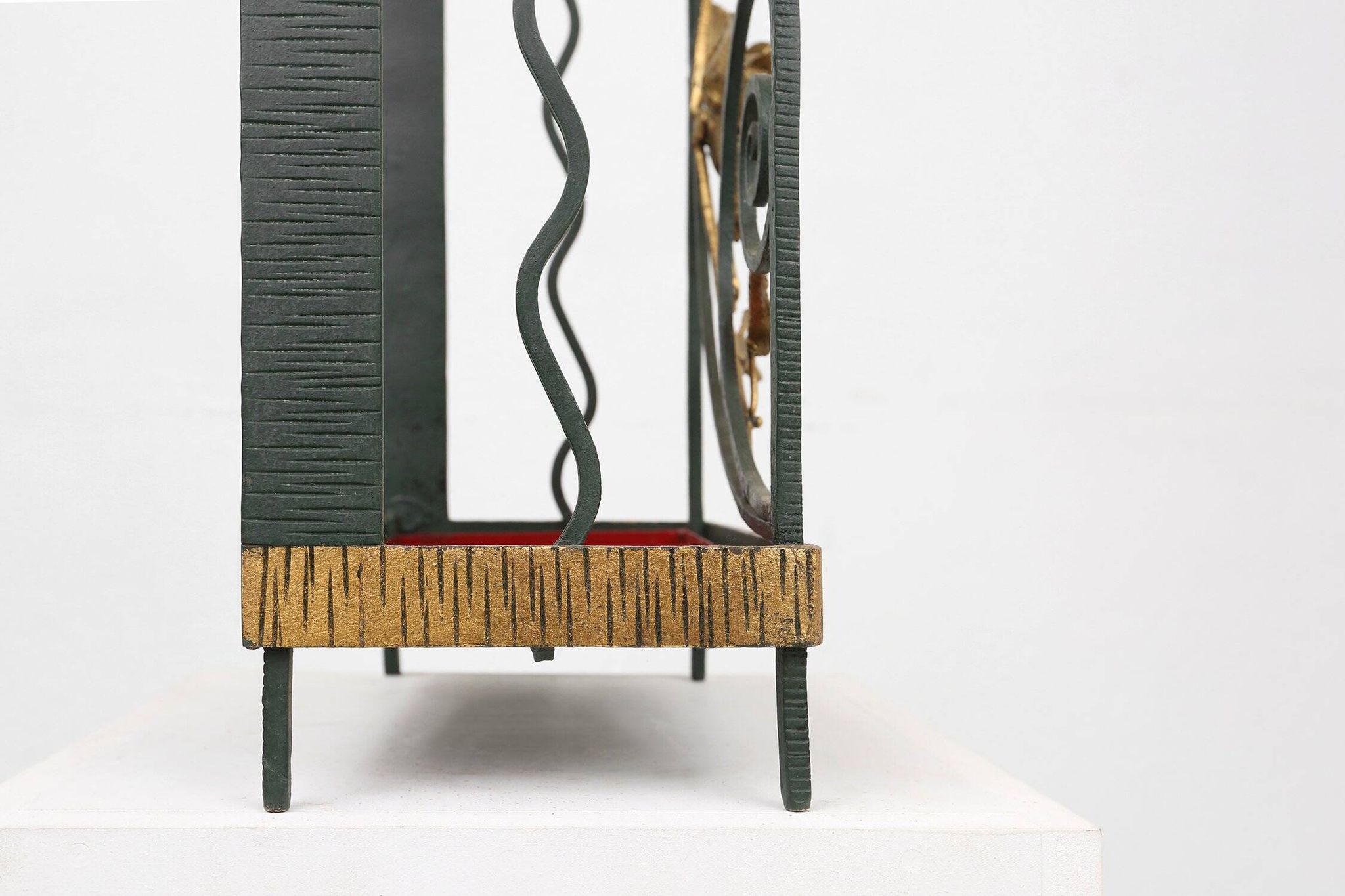 Art Deco Wrought Iron Umbrella Stand with Floral Decoration, France, 1930s