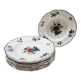 Set of 8 Sarreguemines soup plates