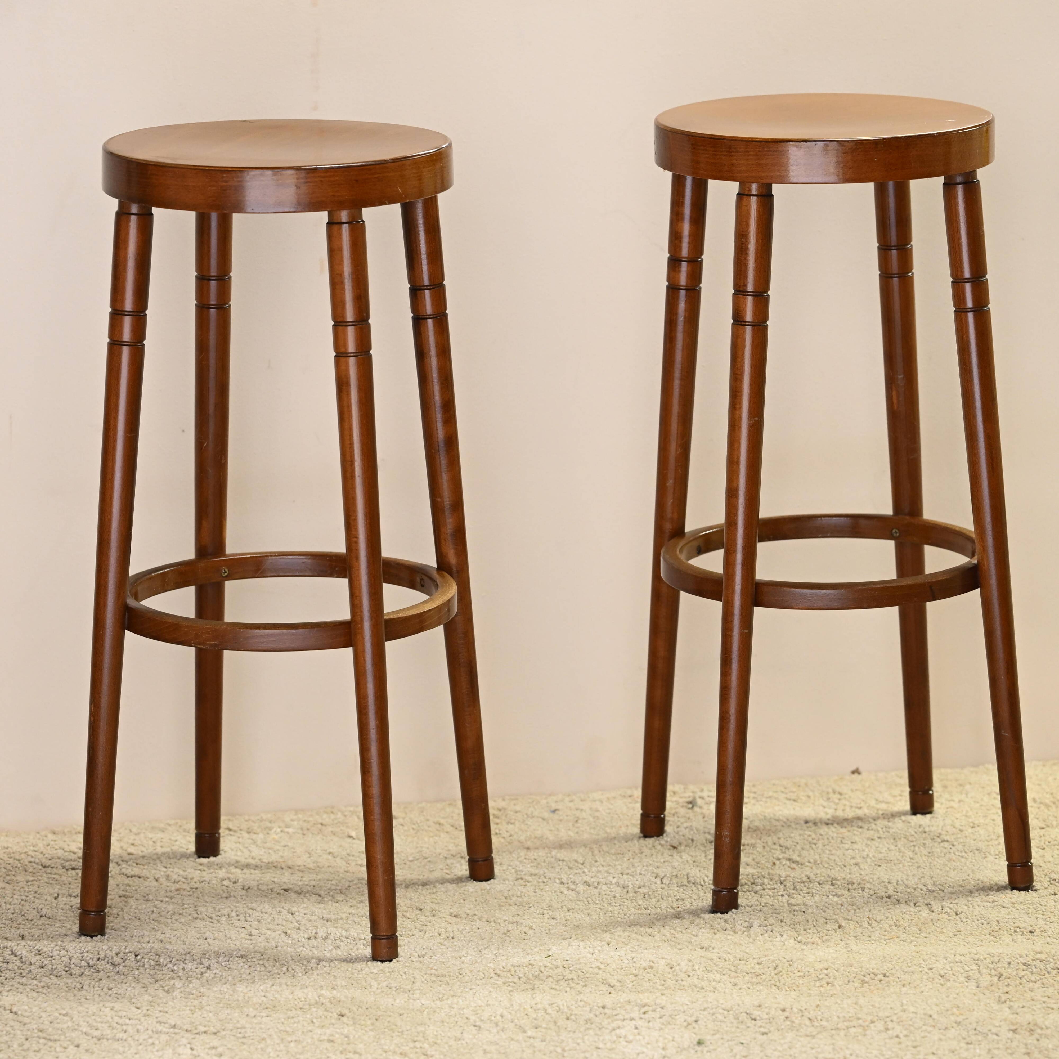 Five 1980s bar stools