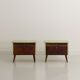 Pair of vintage bedside tables completely restyled in pale green on solid beech compass legs