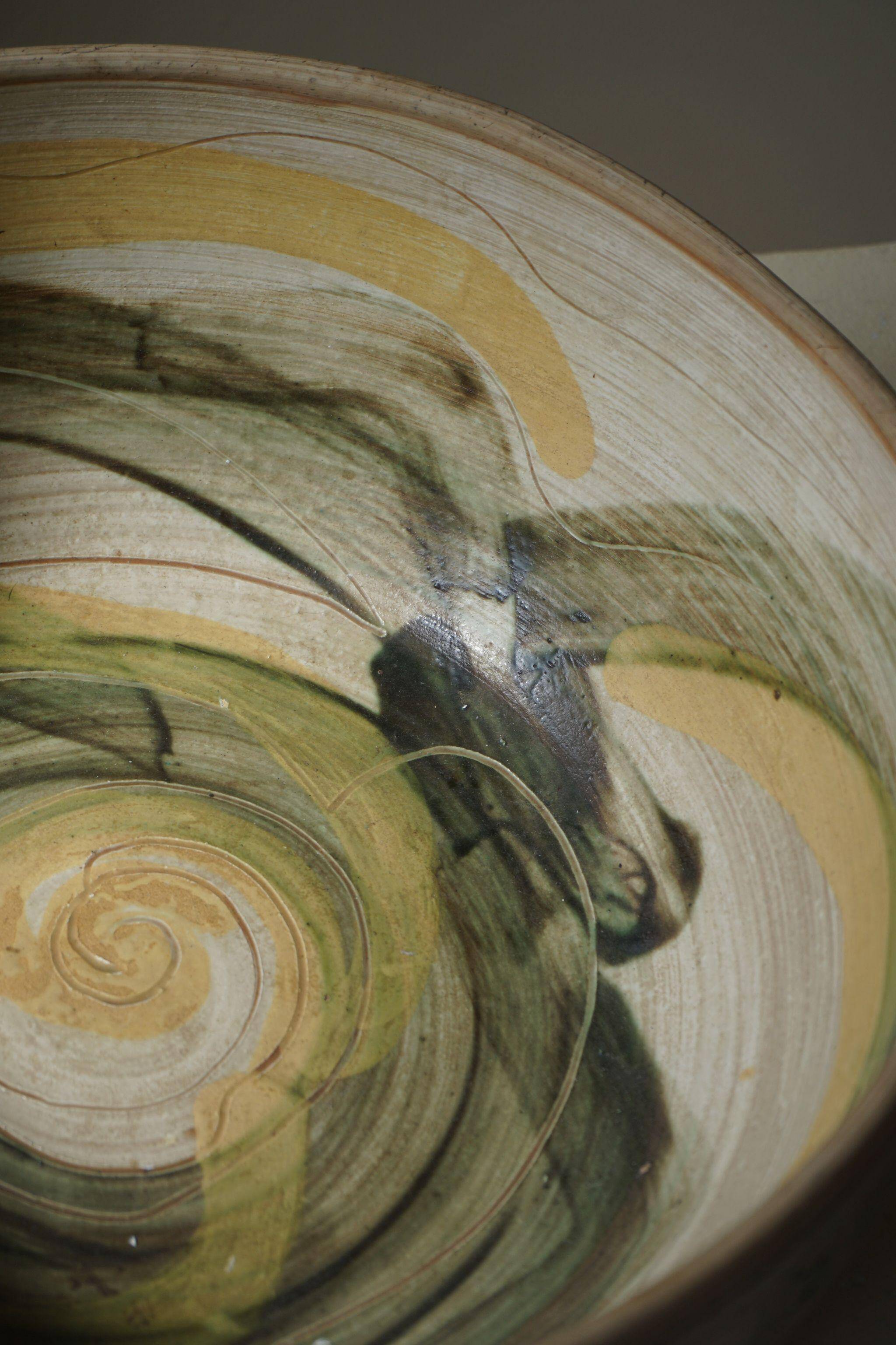 Large mid-century ceramic bowl by Hanne Schneider, 1988.