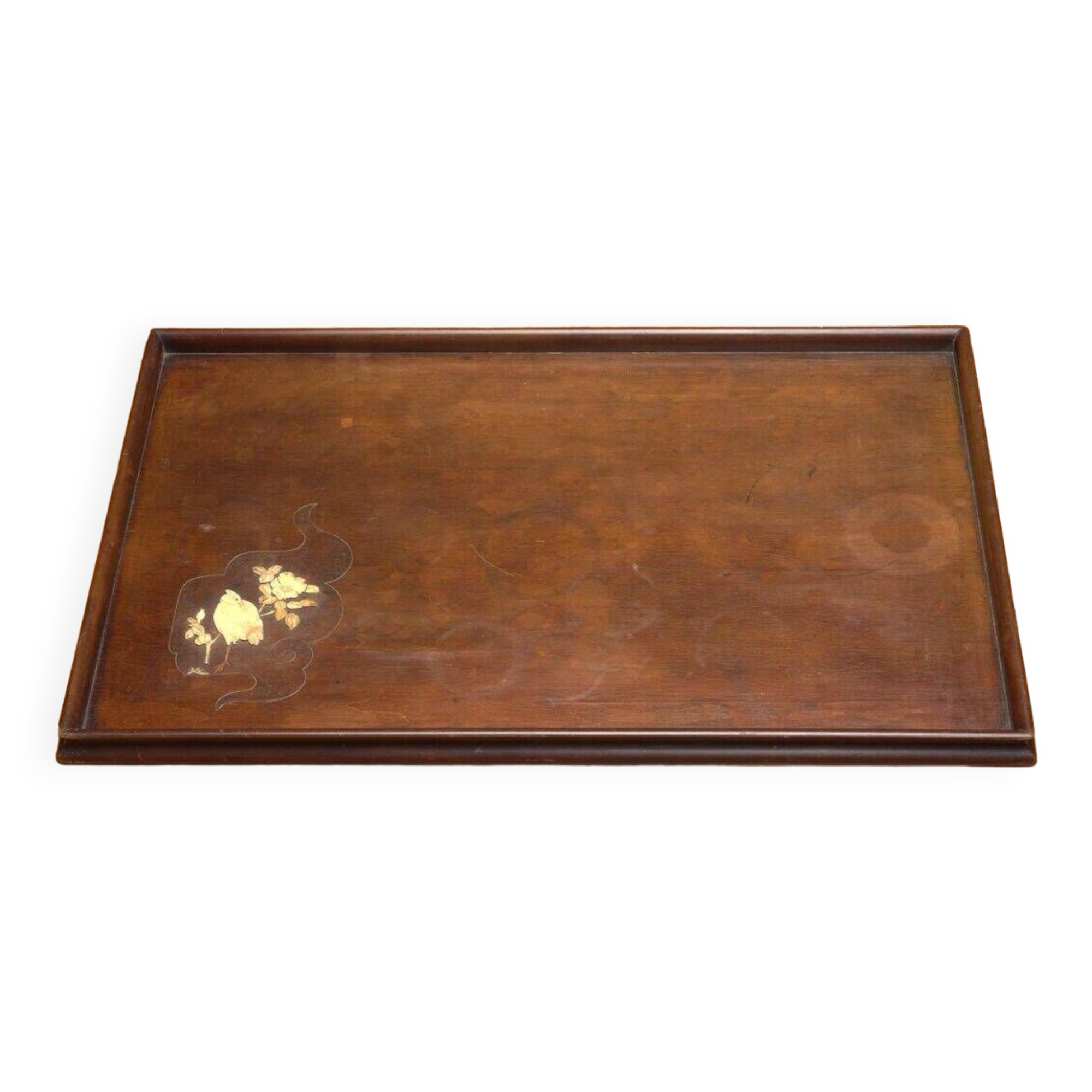 Indochina tray mother-of-pearl marquetry bird decoration 1900