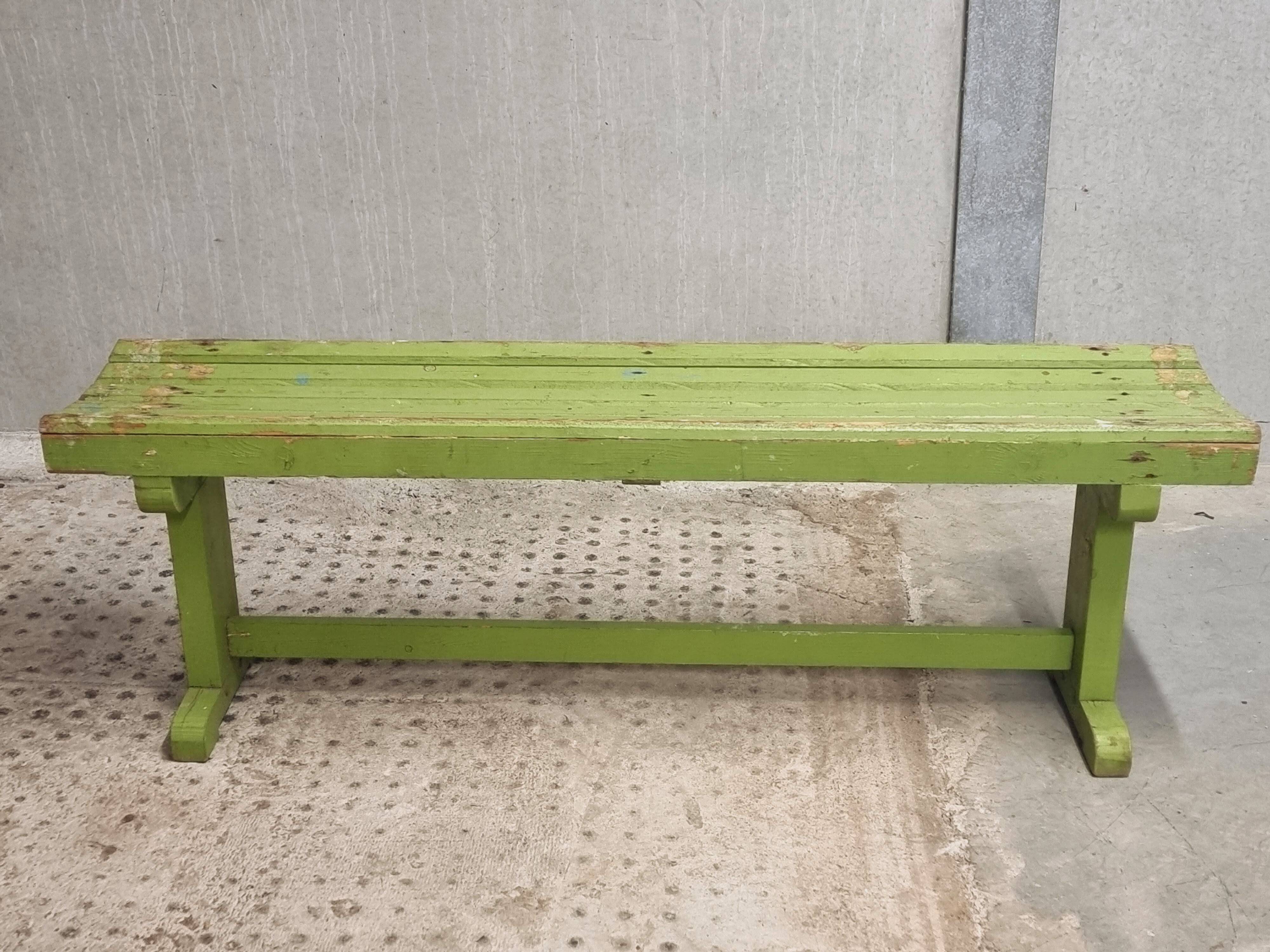 Vintage wooden bench grass green garden bench 140 cm