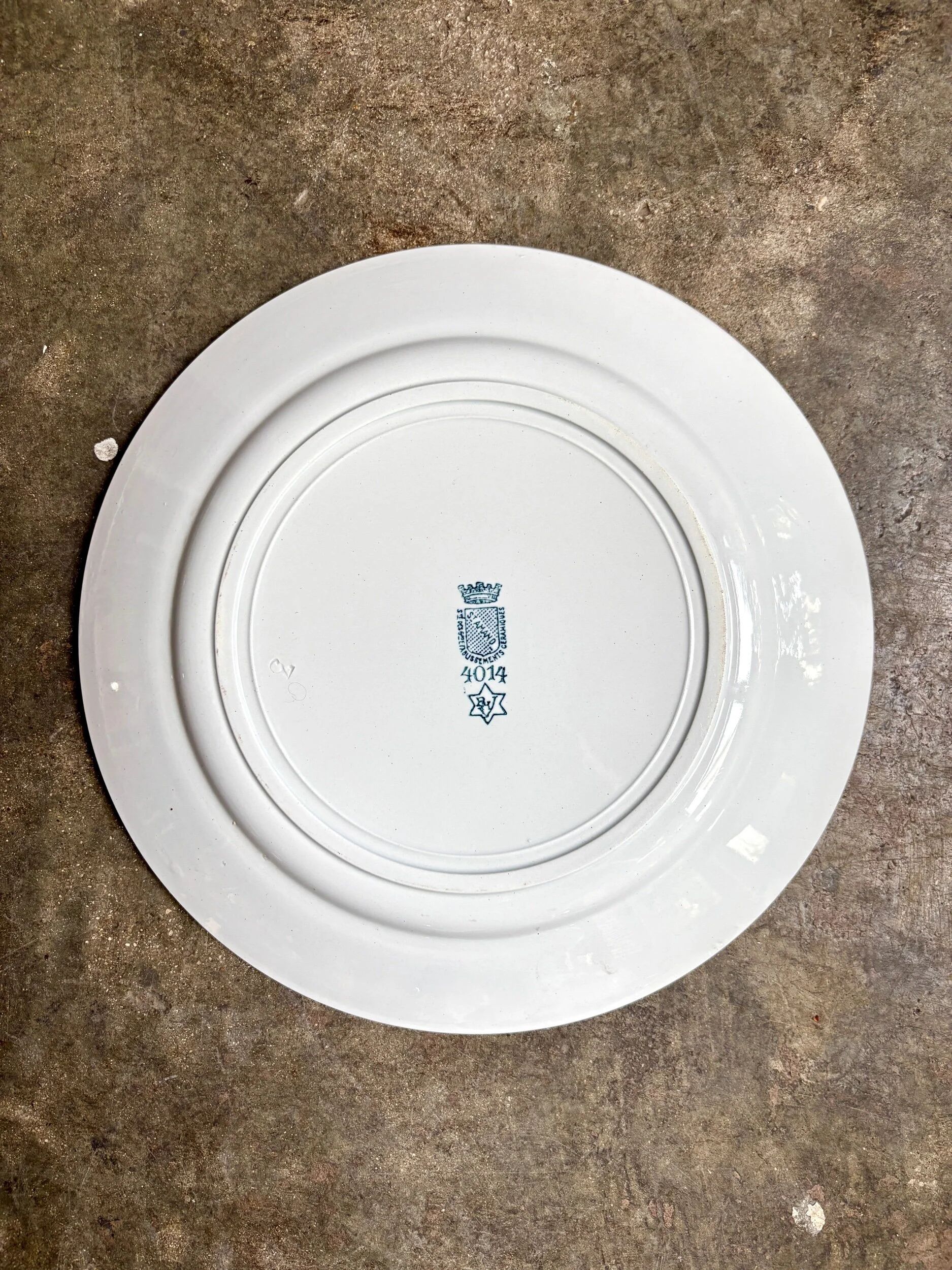 Large round dish St Amand in blue ironstone