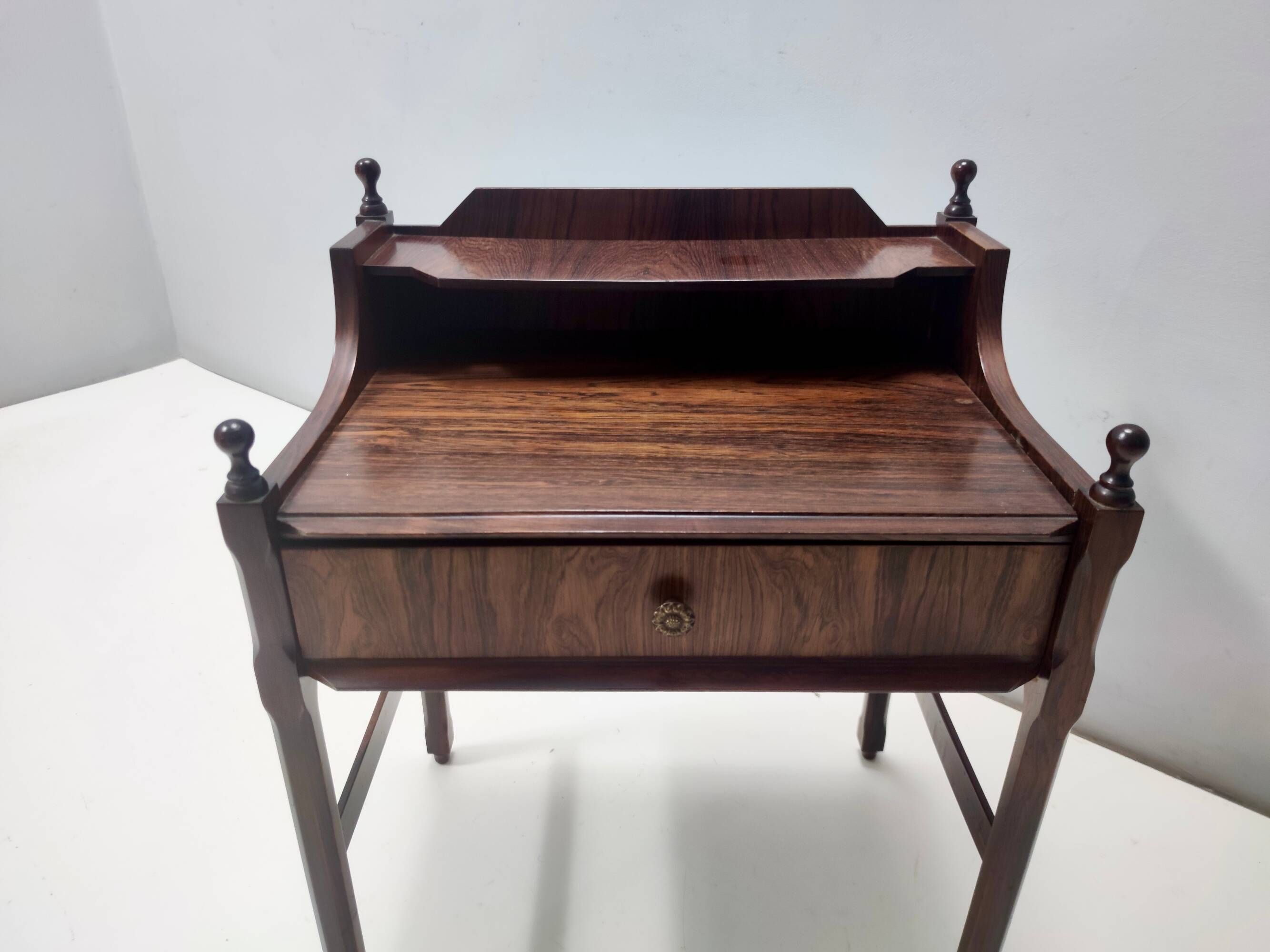 Vintage 1970s Postmodern Walnut Nightstand, Italian Design, Excellent