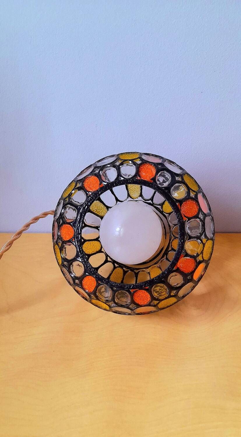 Colored glass portable lamp