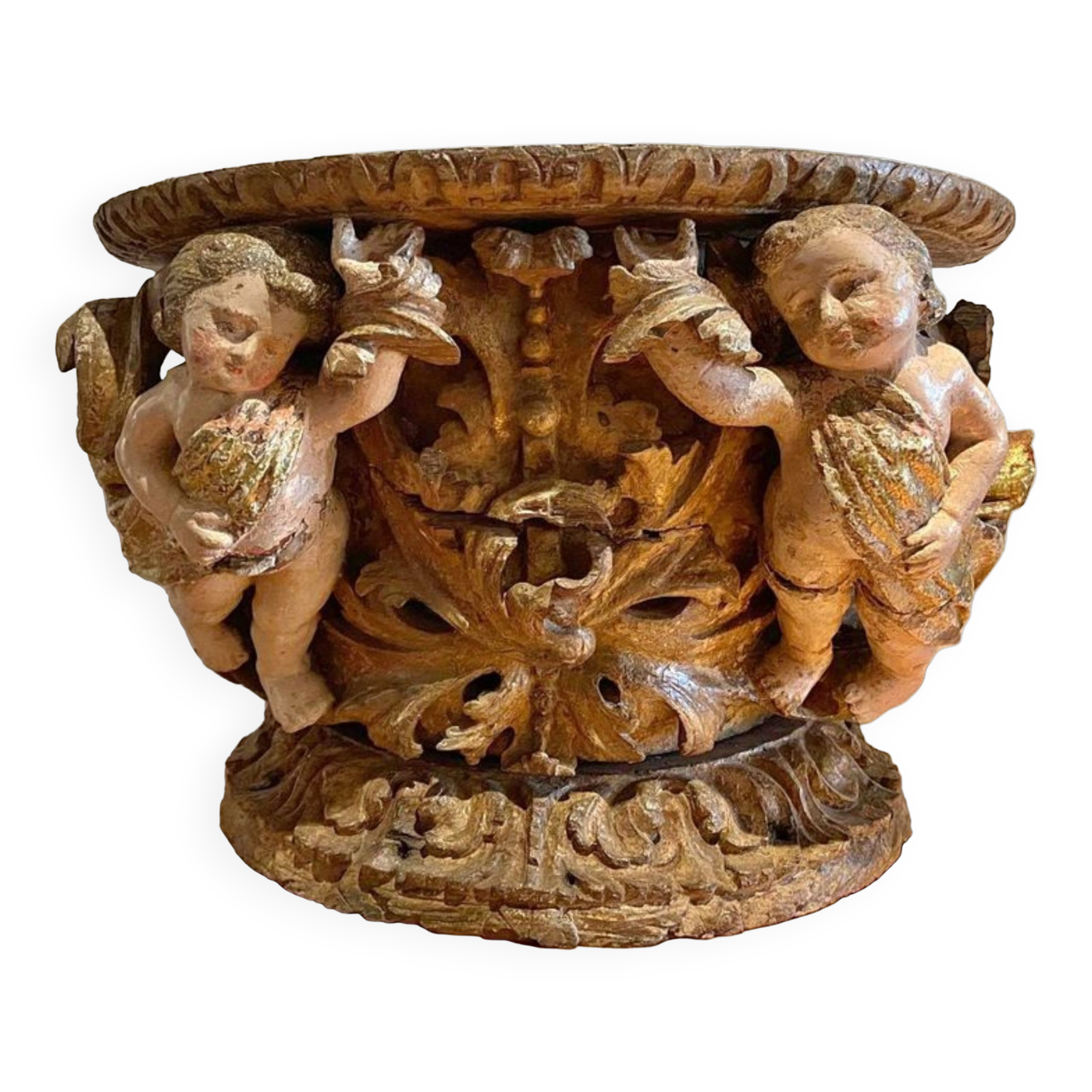 Baroque carved wooden pedestal or corbel, 17th/18th century