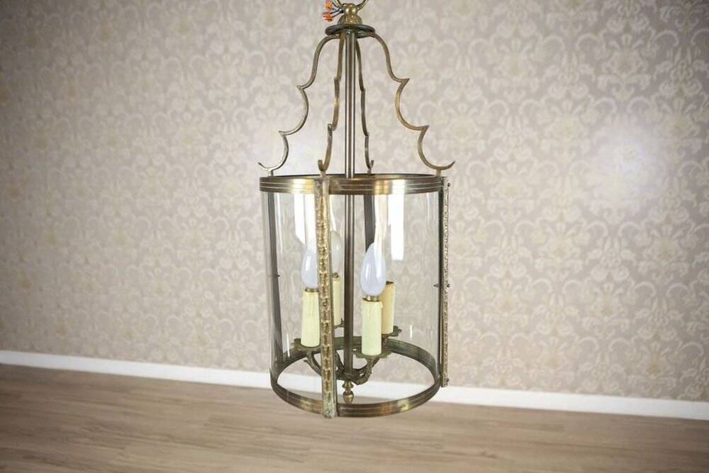 Mid-Century Metal & Glass Pendant Lamp